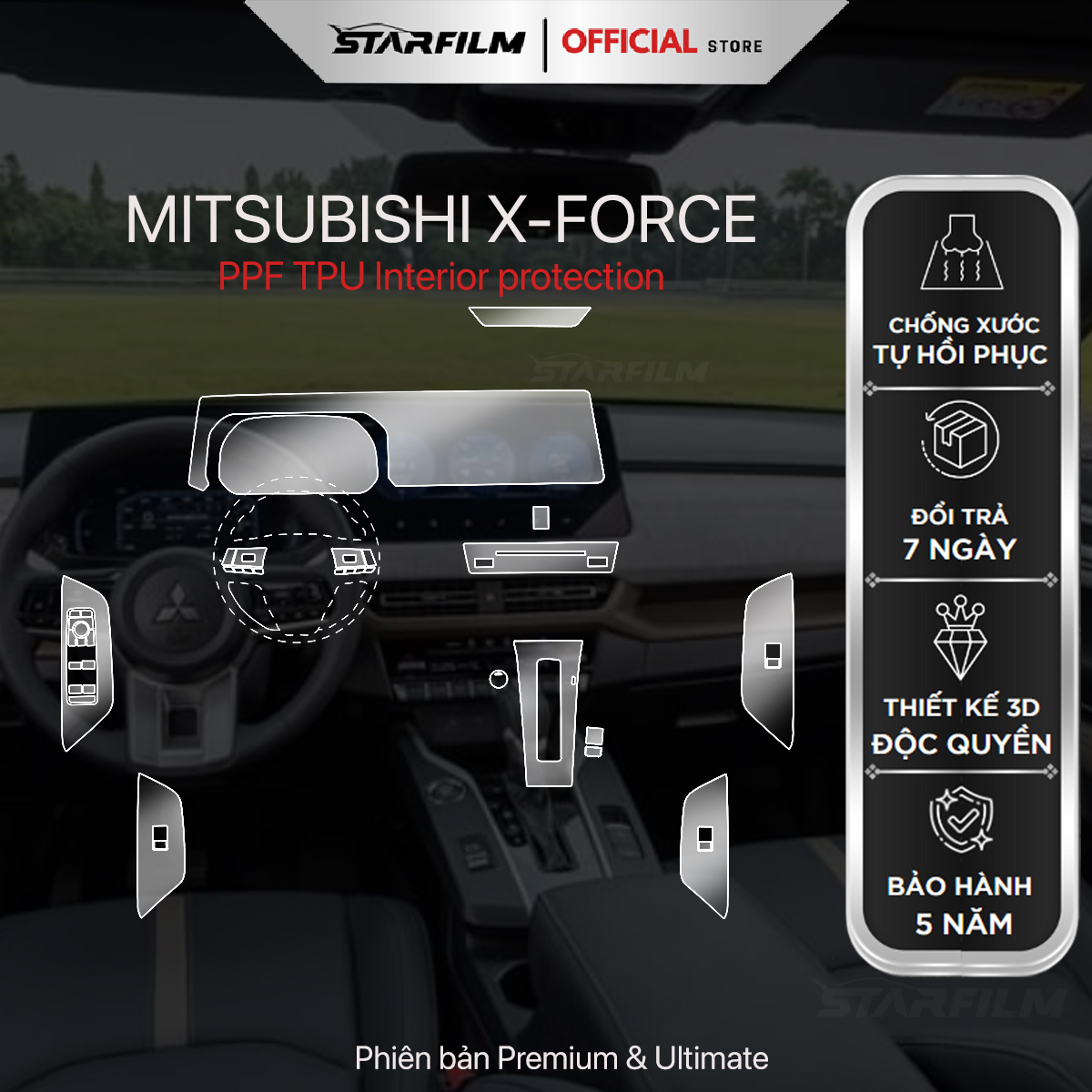 Mitsubishi Xforce PPF TPU chống xước tự hồi phục STARFILM